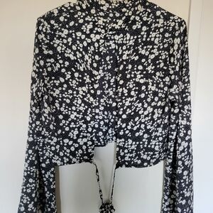 Astr Black and White Floral Blouse